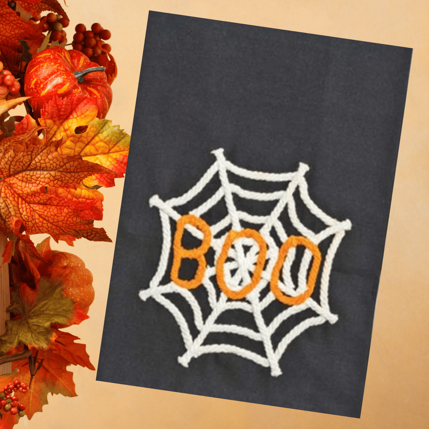 Boo Halloween Rope Towel by Mudpie - Glow-in-the-dark Decorative Cotto ...