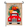 Fall Pumpkins Red Truck Burlap Garden Flag Evergreen* - D & D Collectibles