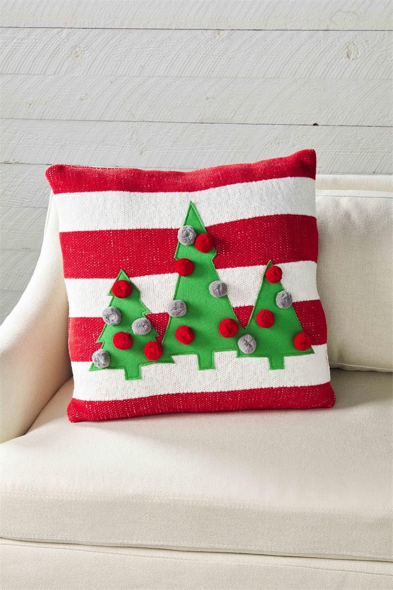 Knitted Tree Applique Pillow Christmas by Mud Pie – D D