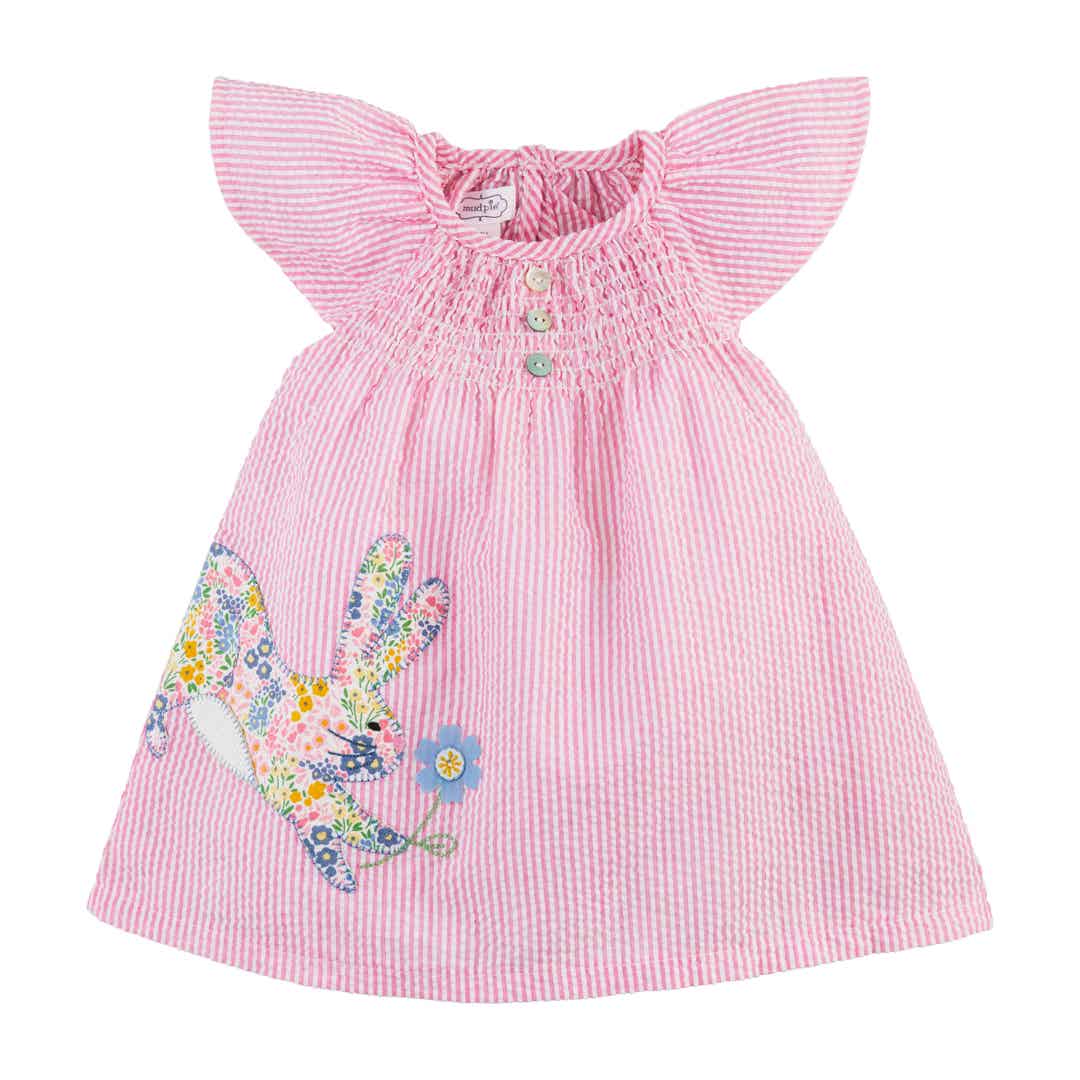 Mud Pie Easter Pink Bunny Seersucker Dress Mud Pie Easter Pink Bunny Seersucker Dress