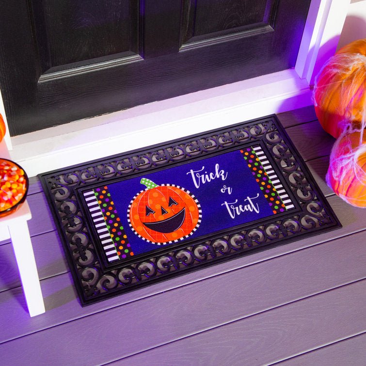 Patterned Jack-O-Lantern Sassafras Door Mat - D & D Collectibles