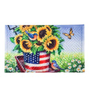 Patriotic Sunflower Wagon Embossed Door Mat by Evergreen