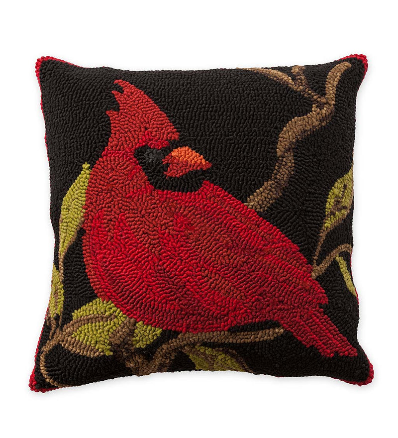 Hooked Pillow Indoor/Outdoor 18"x18" Red Cardinal by Evergreen