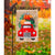 Fall Pumpkins Red Truck Burlap Garden Flag Evergreen*