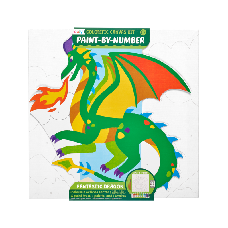 Colorific Canvas Paint By Number Kit Fantastic Dragon 15 piece Ooly