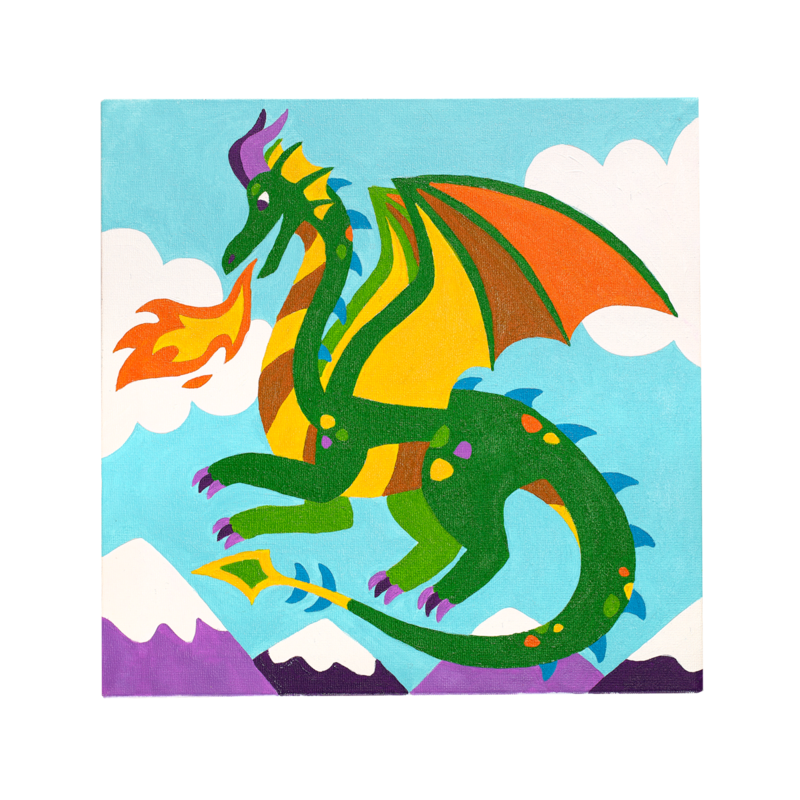 Colorific Canvas Paint By Number Kit Fantastic Dragon 15 piece Ooly