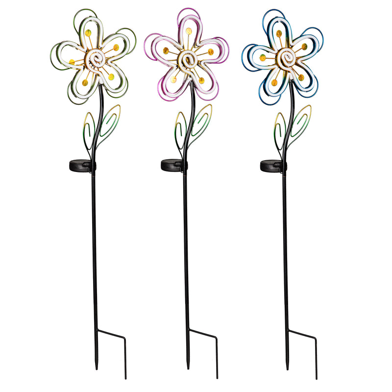 35.6"H Solar Neon Color Lights Blue Garden Stakes by Evergreen