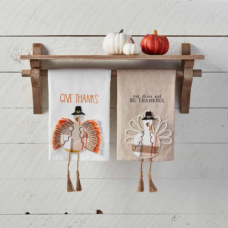 Give Thanks Dangle Leg Hand Towel by Mud Pie