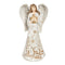 12"H White Angel with Wood Carved Finish Garden Statuary