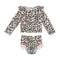 Mud Pie Ruffle Leopard Toddler Rash Guard Swimsuit Set 3T