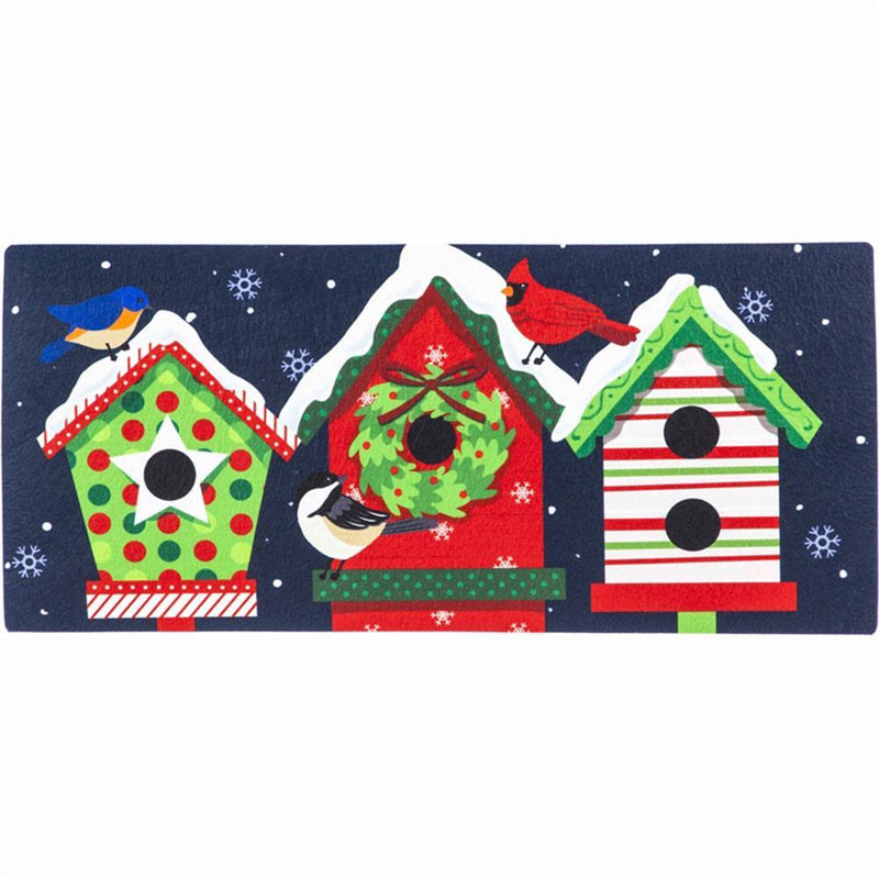 Sassafras Switch Mat Christmas Holiday Cheer Birdhouse Trio  by Evergreen - D & D Collectibles