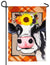 Decorative Fall Cow Burlap Garden Flag Evergreen
