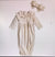 Mud Pie Baby Girl Newborn Girl's  Ivory Velour Sleeper Gown and Headband in Cream, Size 0-3 Months