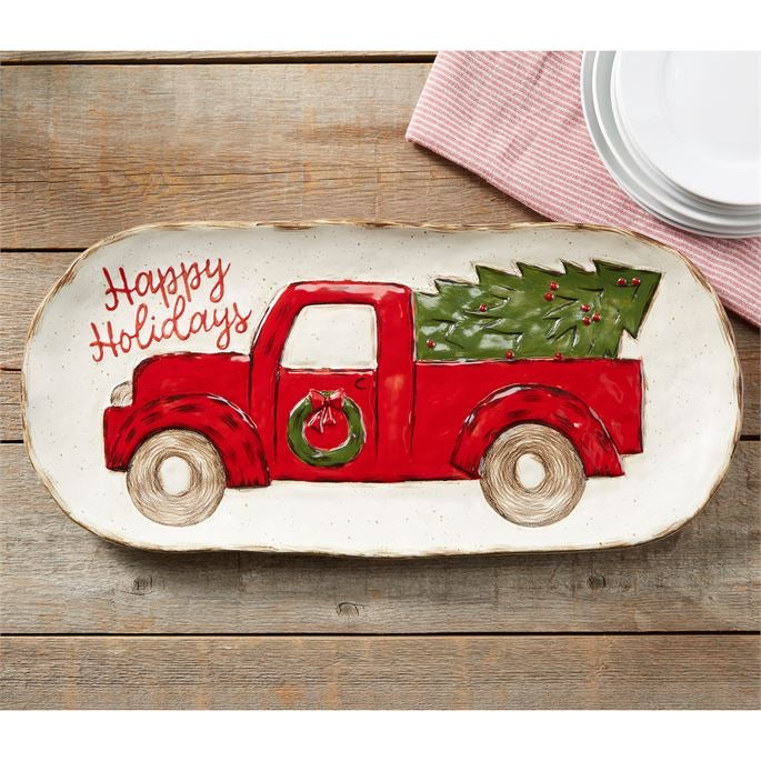 Christmas Red Truck Platter by Mud Pie