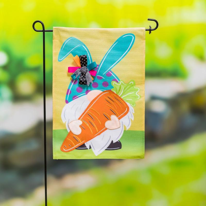Gnome Bunny Easter Burlap Garden Flag Applique by Evergreen